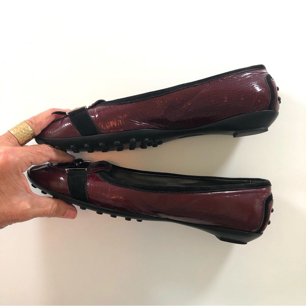 Tod’s Gommino Driving Loafers Burgundy Patent Leather 7.5 Italy - Picture 12 of 17